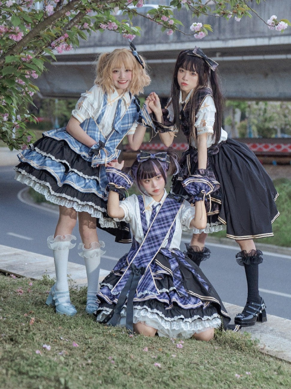 Top Skirt Check Idol Ruffle Tiered Check Lolita