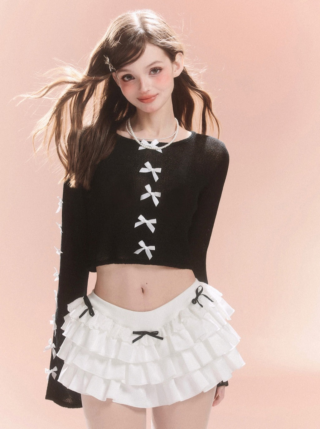 Chic Girly Top Sweet Ribbon French