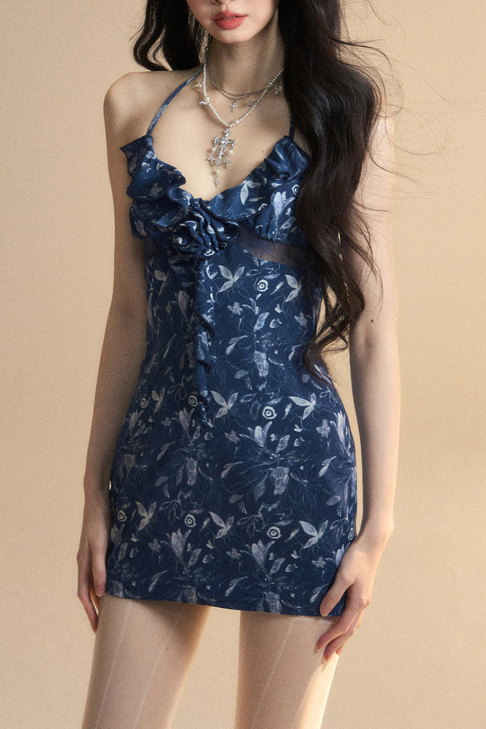 One-Shoulder Mini Dress Floral