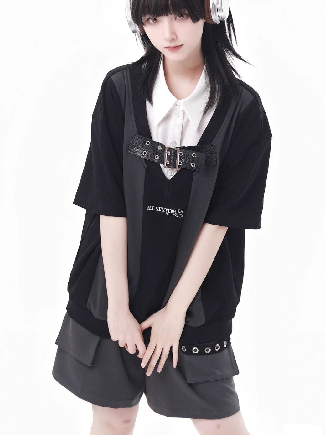 Costume chemise grise Princeton, gilet noir d'été universitaire