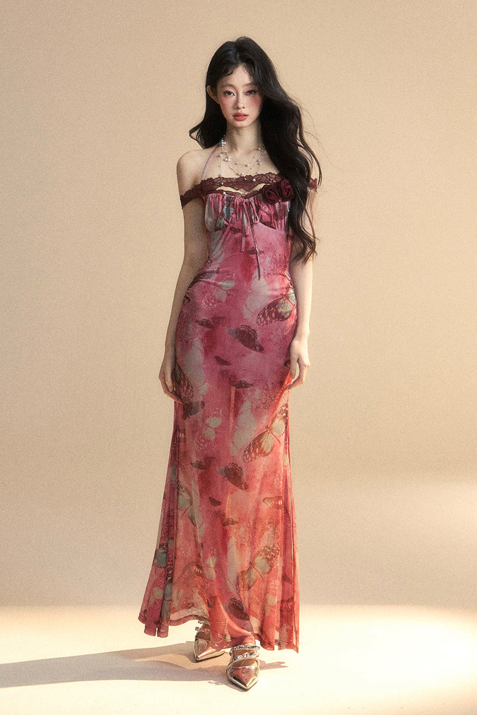Lace Backless Maxi Dress
