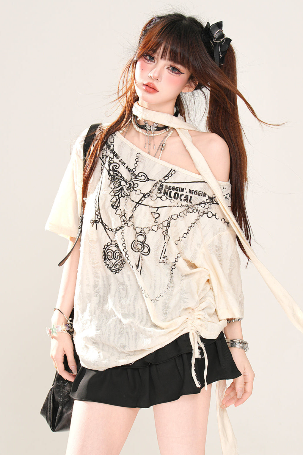 one-shoulder loose tops Mine