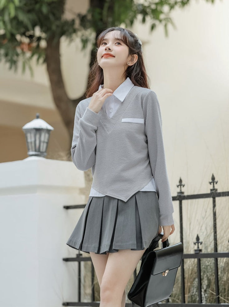 Hauts universitaires asymétriques style rétro décontracté