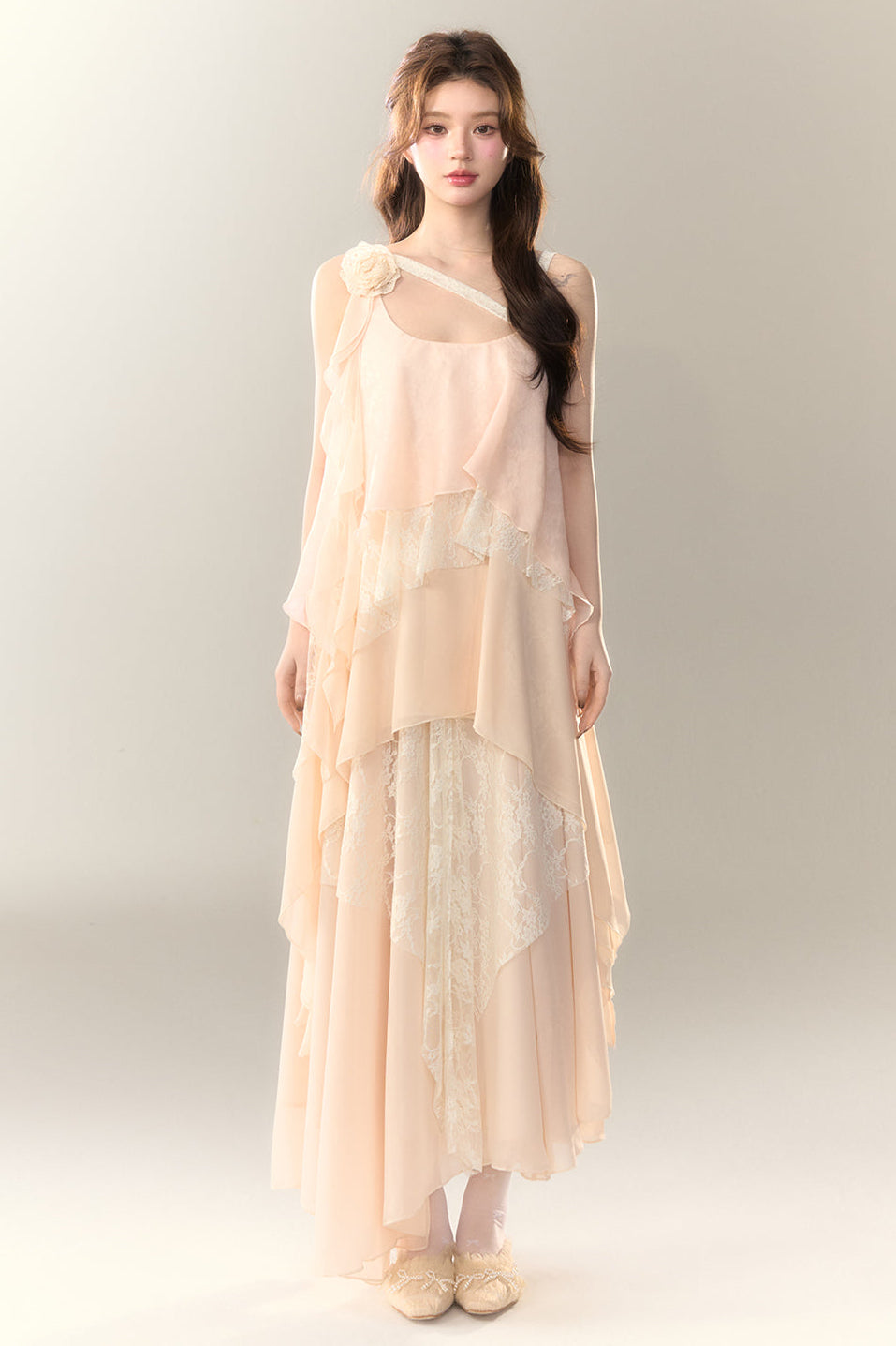 Roselle Irregular Dress Long Multi-Layered Heavy Skirt
