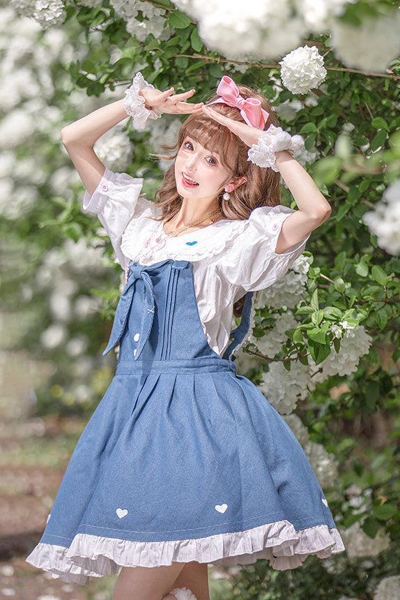 + Denim Apron Lolita Innerwear Jumper-skirt Light Doll Raw