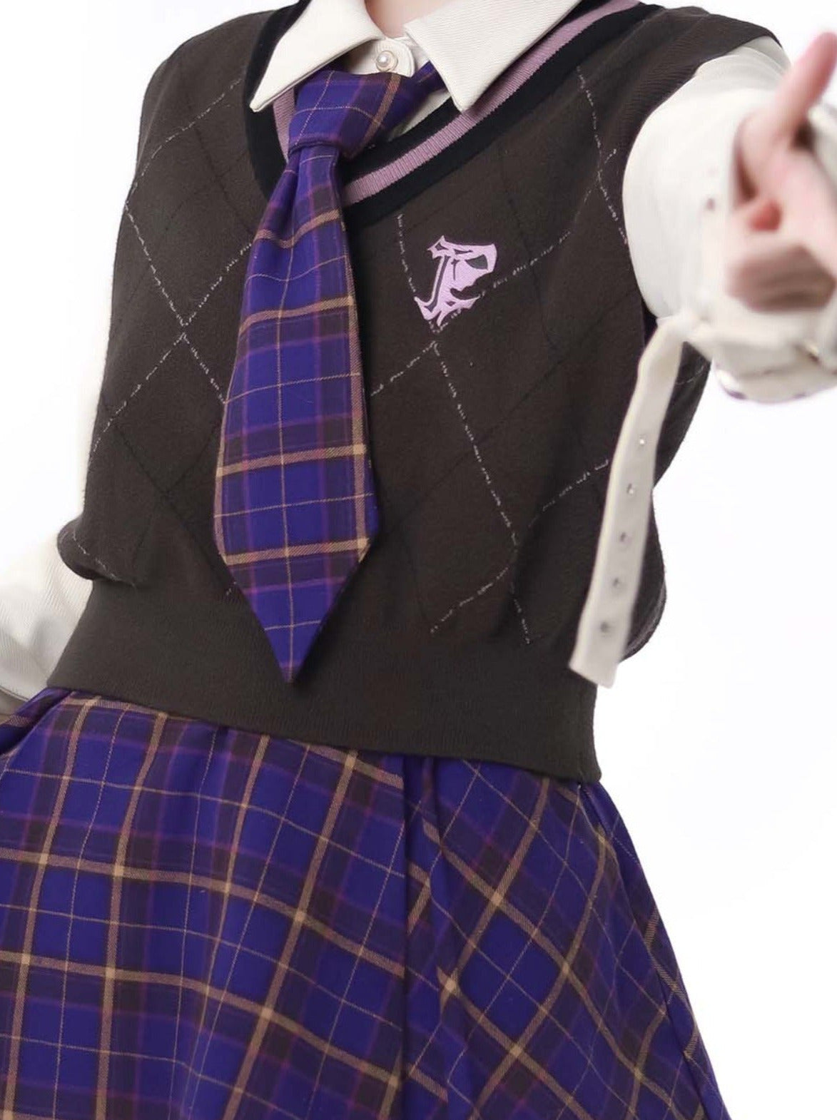 Lila Taro-Jacke mit mehreren Taschen, Strickanzug mit Rock