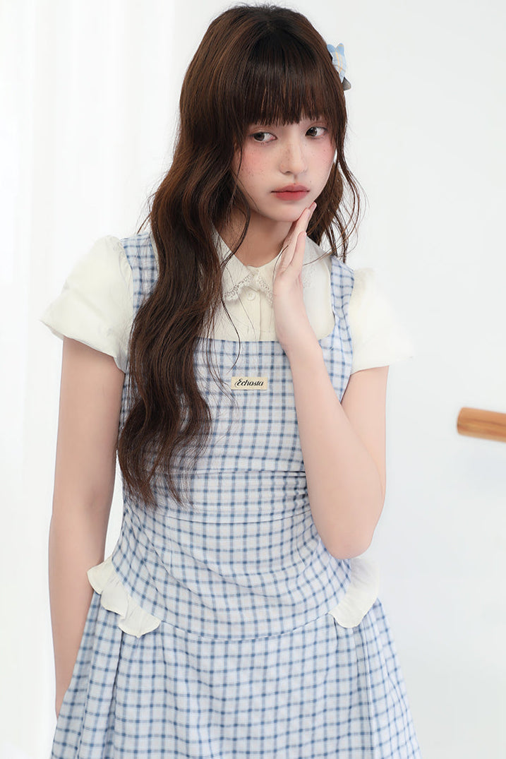 Sweet Check Blue College Dress