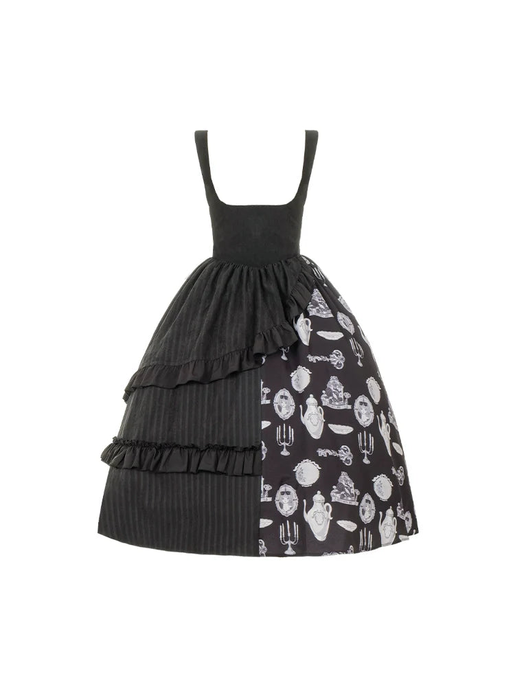 Suspender Skirt + Elegant Puzi Blouse Print Design Original With Kula