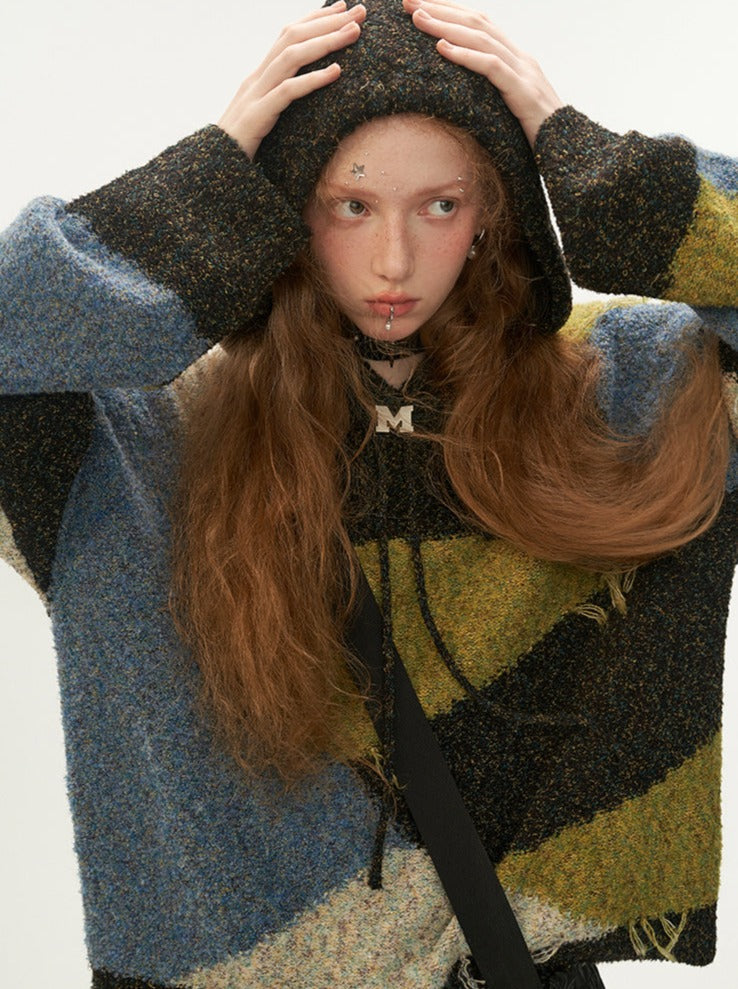 Kapuzenpullover in Retro-Block-Optik
