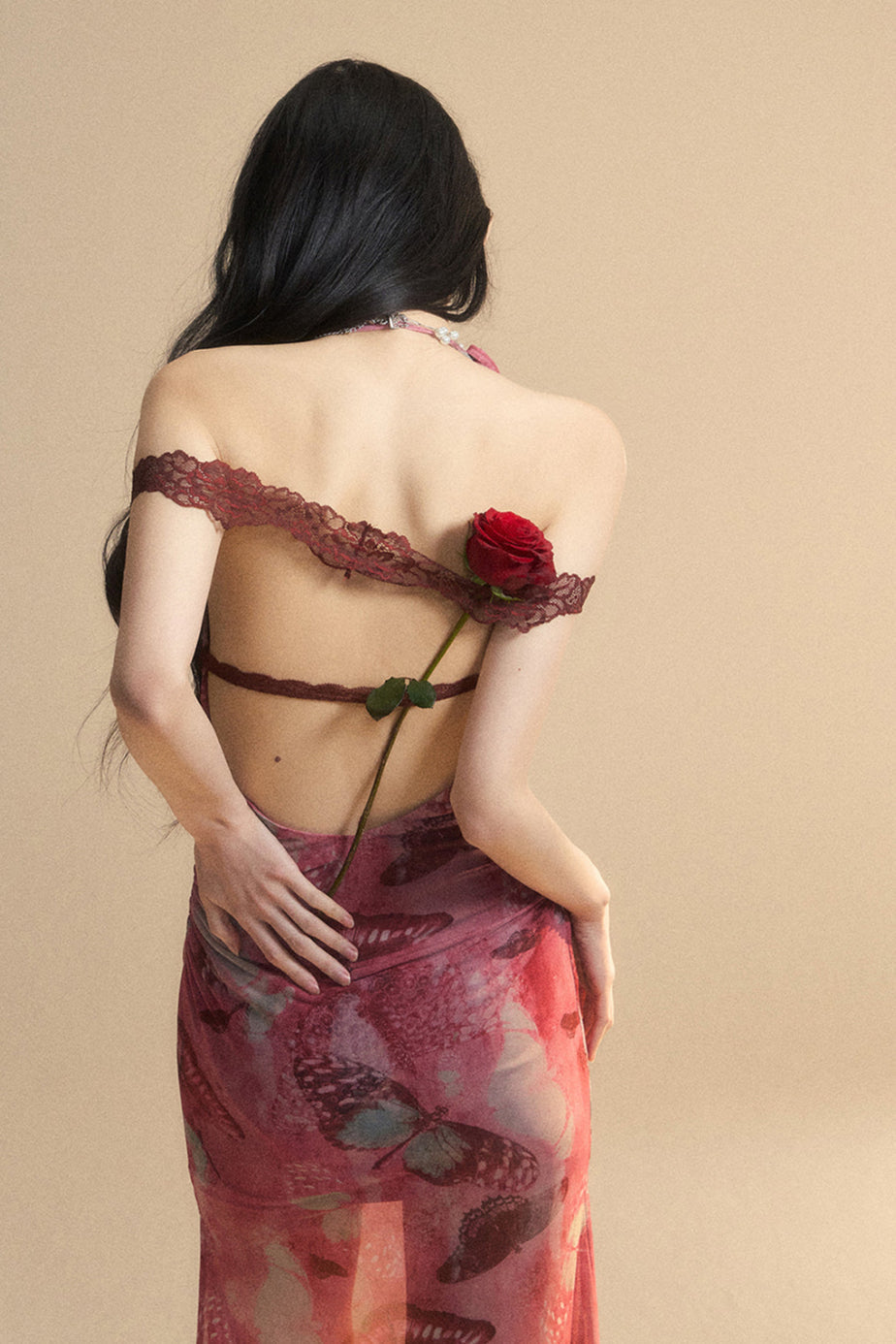 Lace Backless Maxi Dress