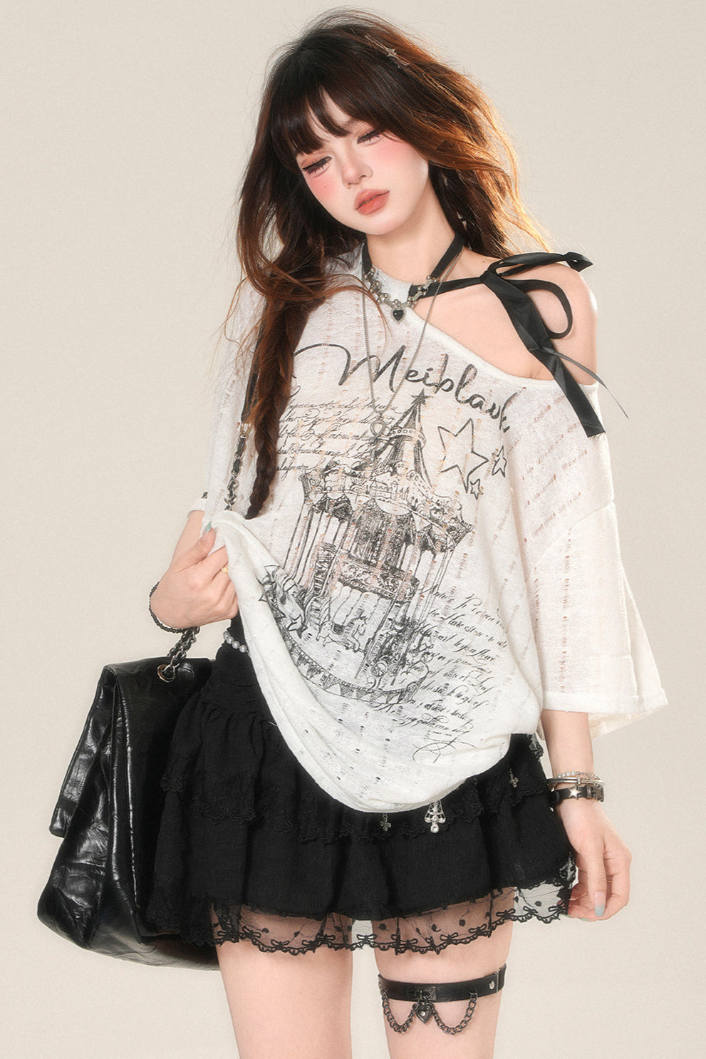 Shoulder Dark Tops Sheer