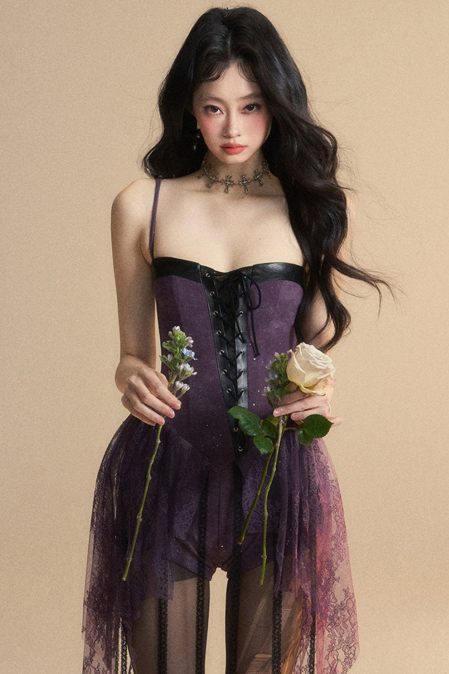 Dress Dark Halter Lace French