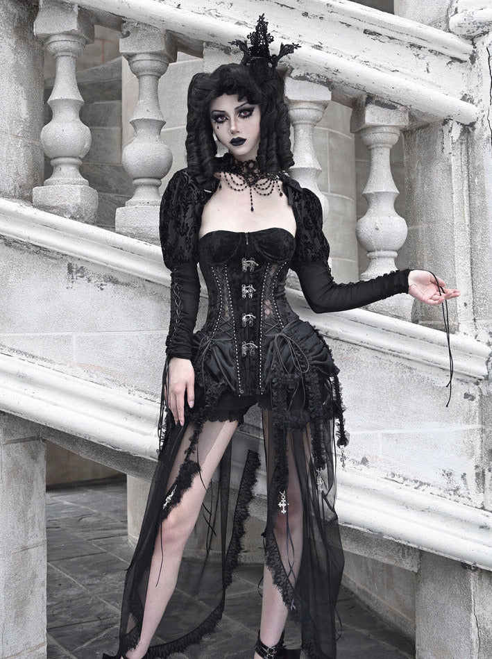 Dark Gothic Corset Hell Dress Bird Straps Alice Gauge Set Fishbone