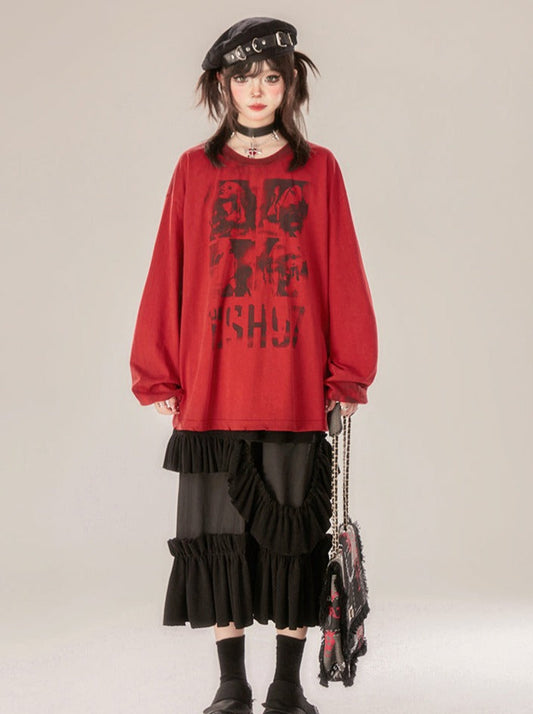 ロックされたロングトップス、ルーズダーク