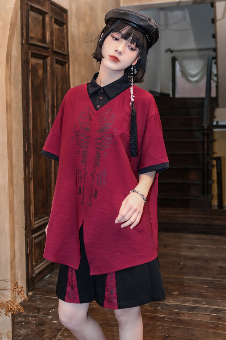 Pants Dark High Waist China Half