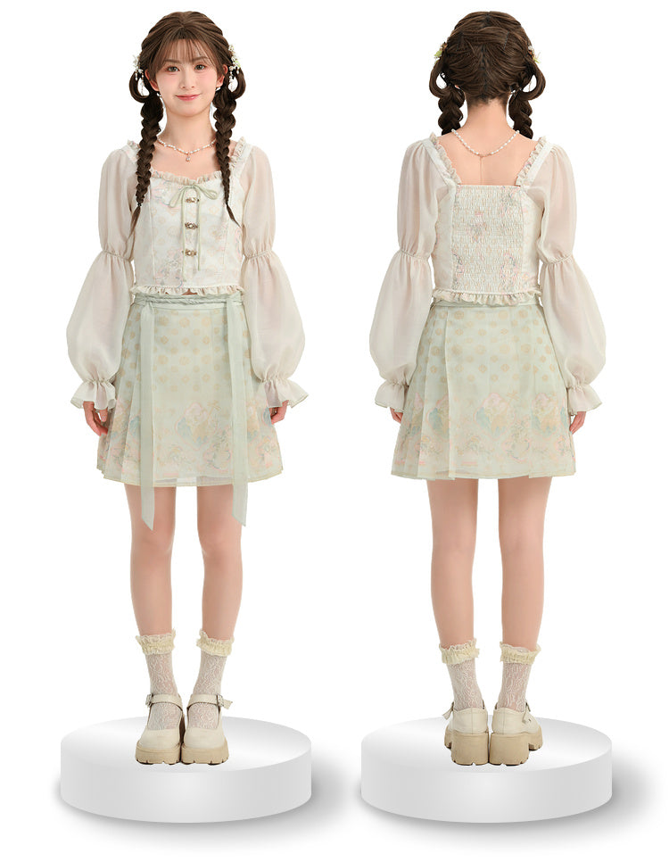 Chiffon Light China Green Floral Set-up