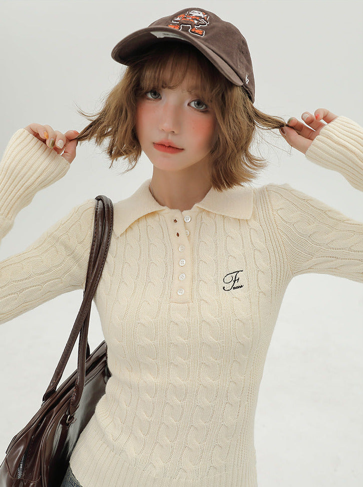 American Polo Strickoberteil mit Retro-Kragen