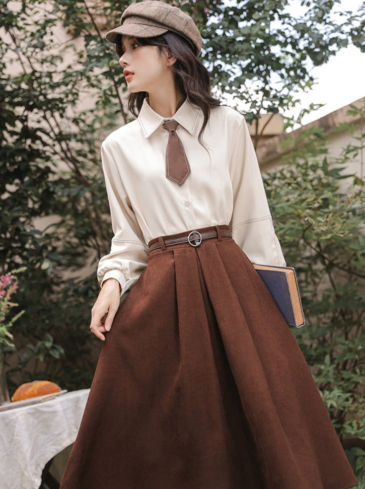 Shirt + Skirt Flared Wool Preppy