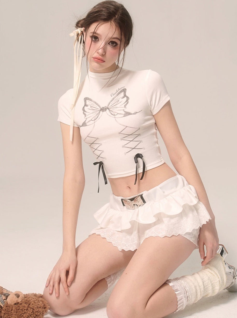 Lace-up Design Top Jordan Summer Girl