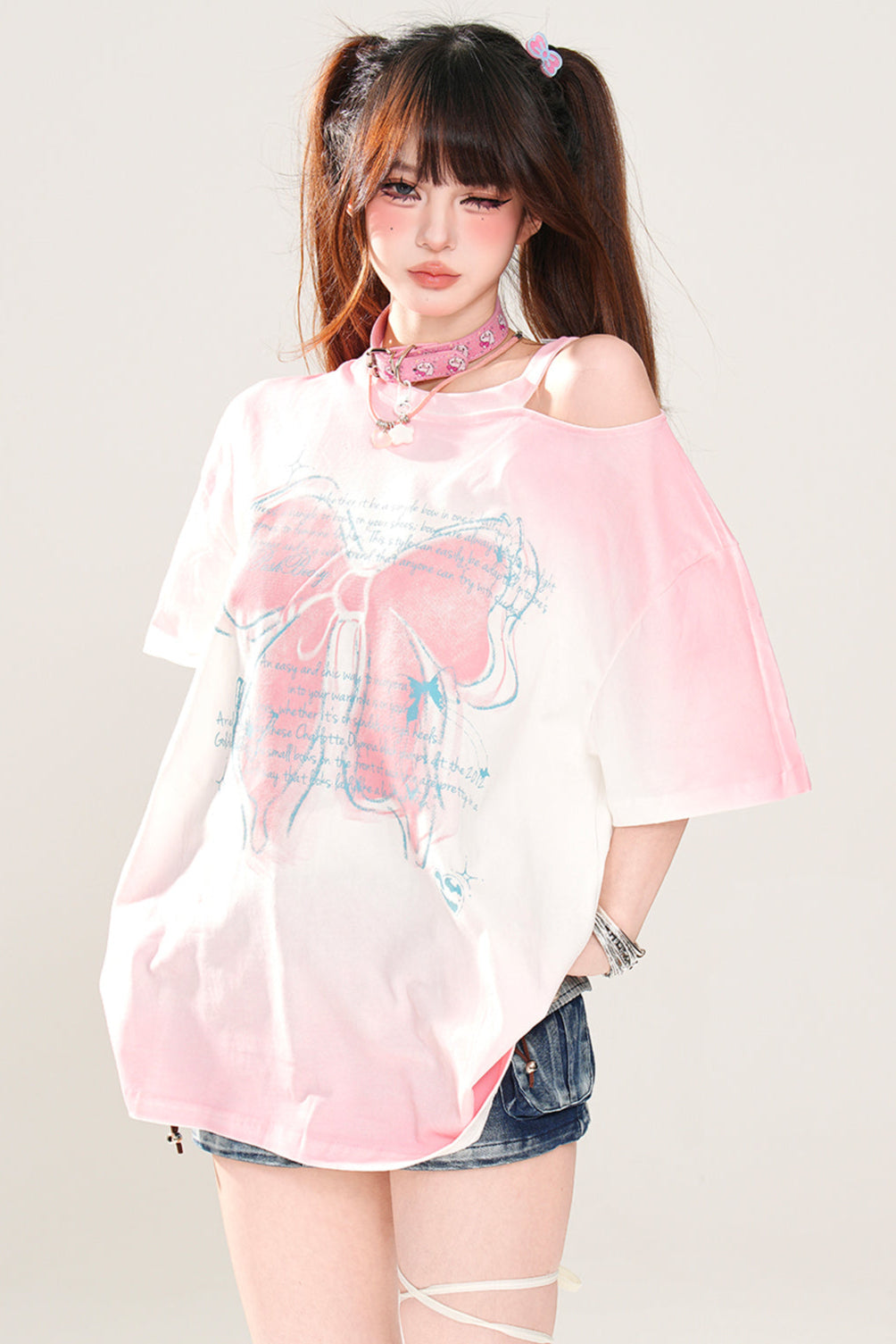 Trägerloses T-Shirt mit Schleife Melody