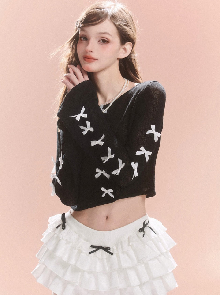 Chic Girly Top Sweet Ribbon French