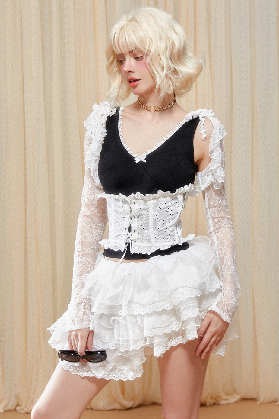 Lace Cardigan Short Sheer Ultra