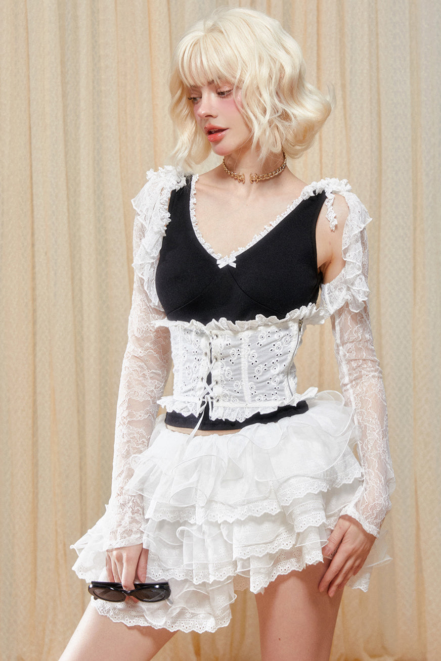 Vest Trim Double V-Neck Lace