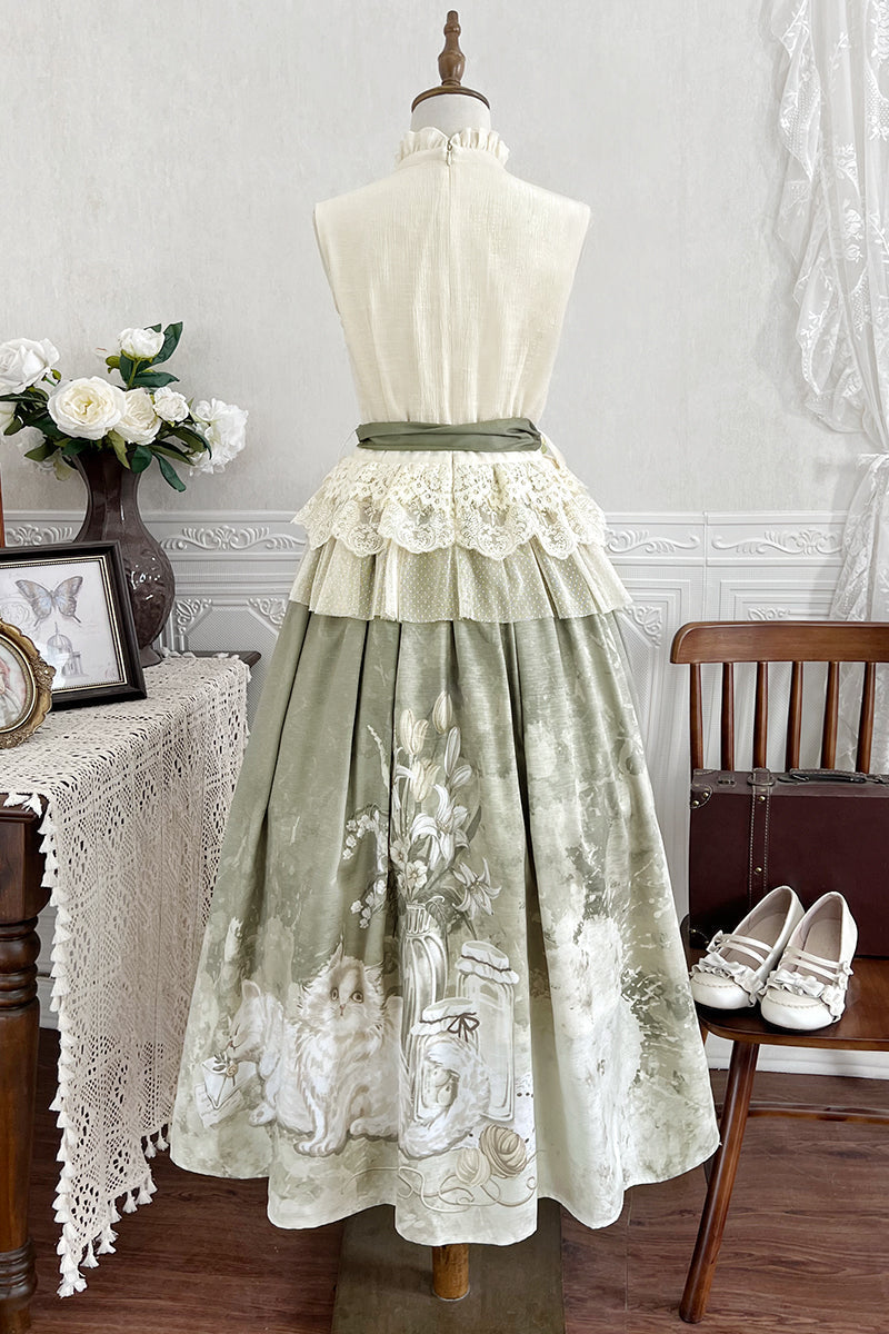 Product Kula + Retro Flourescent Sleeveless Reserved Time Top Elegant Skirt