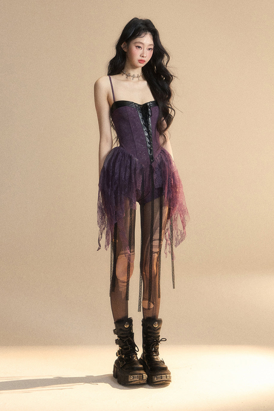 Dress Dark Halter Lace French
