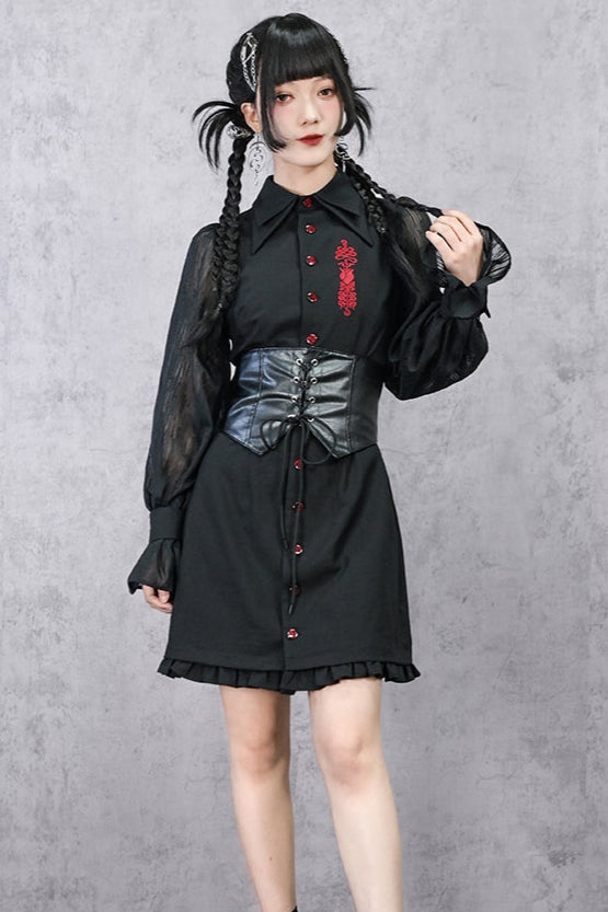 Dress Lantern Chinese Sleeve Sheer