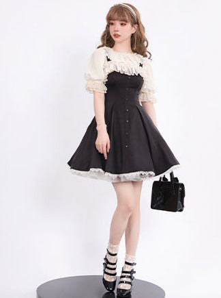 Song Love Elegant Dress Short/Long Lolita Reservations Black Piano Satin Sass