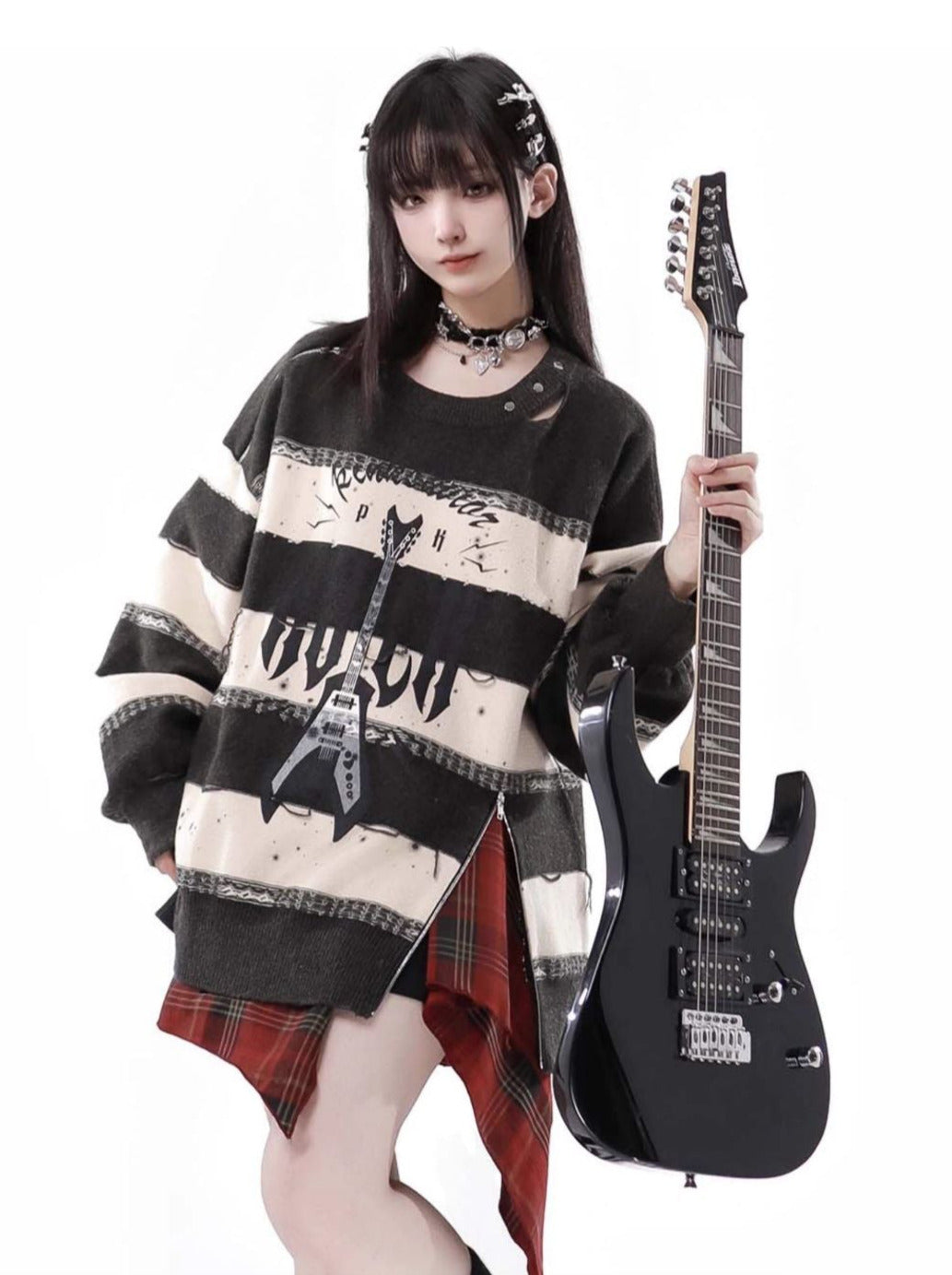 Border Striped Top + Soundwave Zip Guitar Two