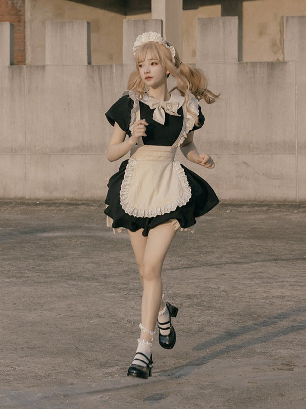Maid Dress Lace Pleated