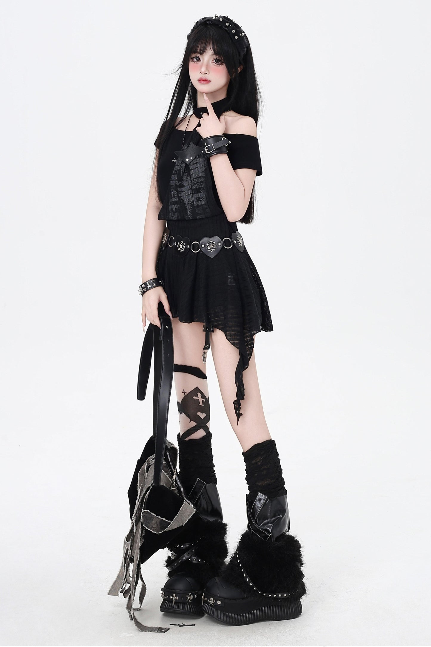 Top Off-the-shoulder Slim Dark Sweet
