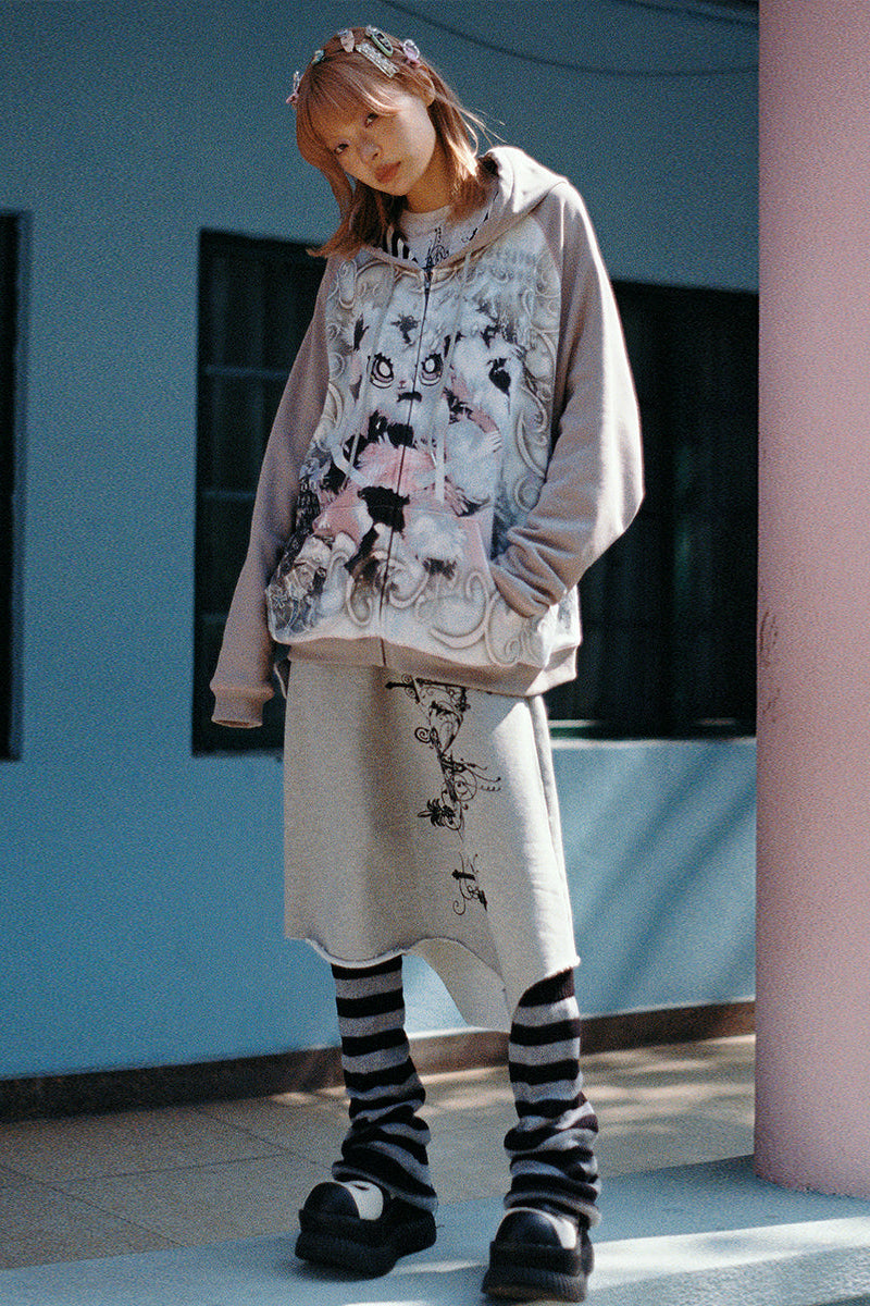 Sweatshirt Bunny Hoodie Graffiti Oversized