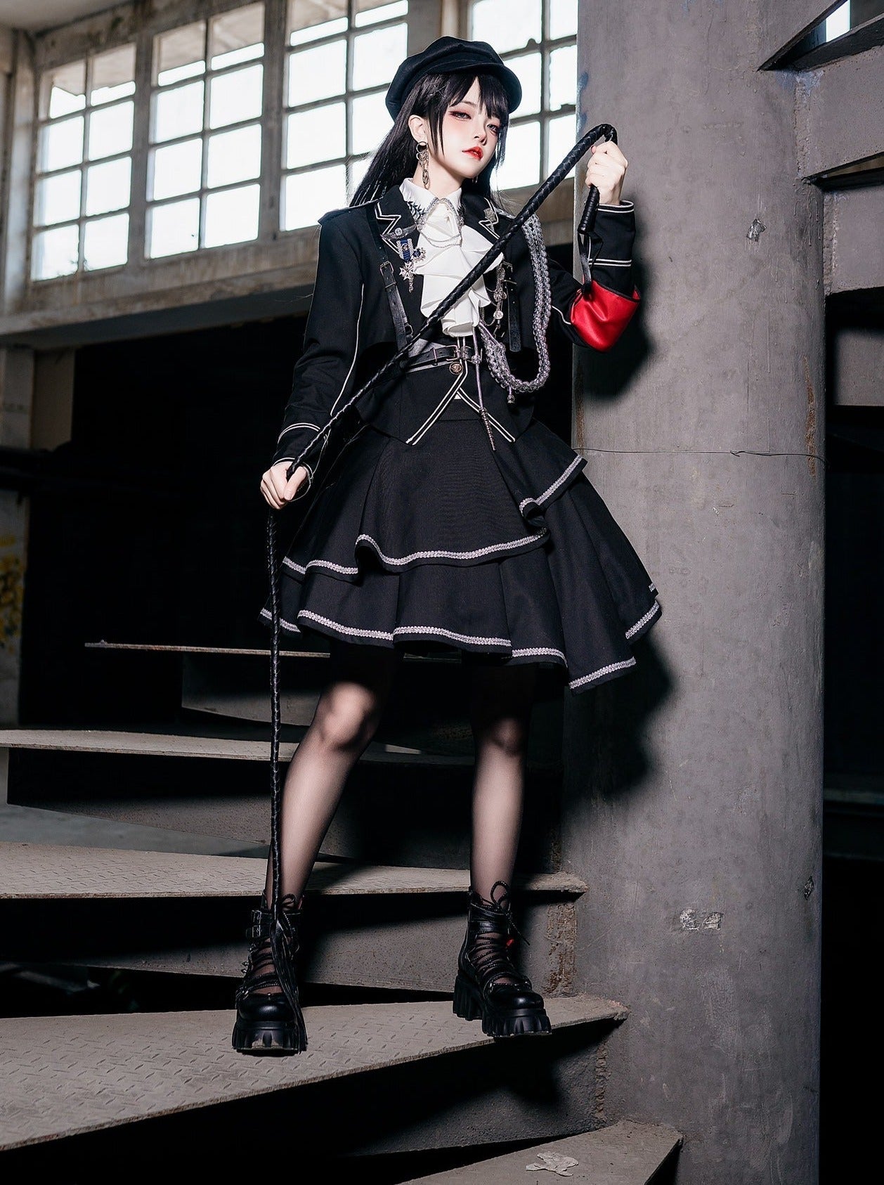 Army Skirt Dark Asymmetrical Military + Uniform + Shirt Mantle
