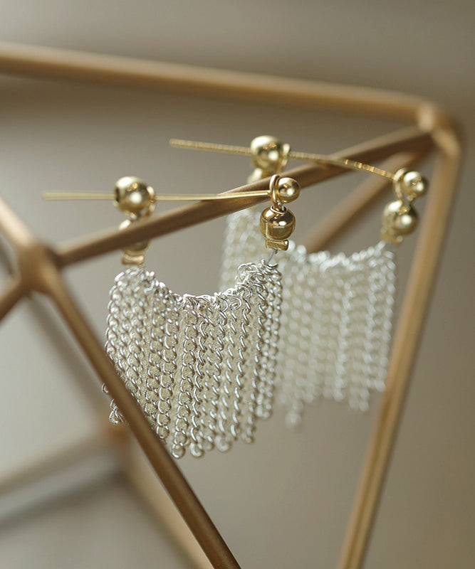 Earrings Original Overgild Design Copper Hoop White Waterfall Tassel
