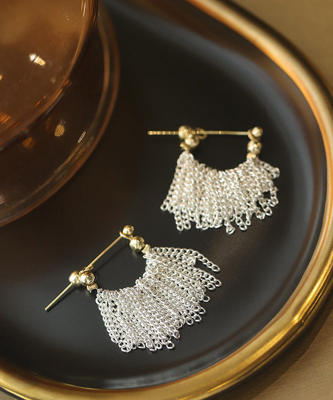 Earrings Original Overgild Design Copper Hoop White Waterfall Tassel