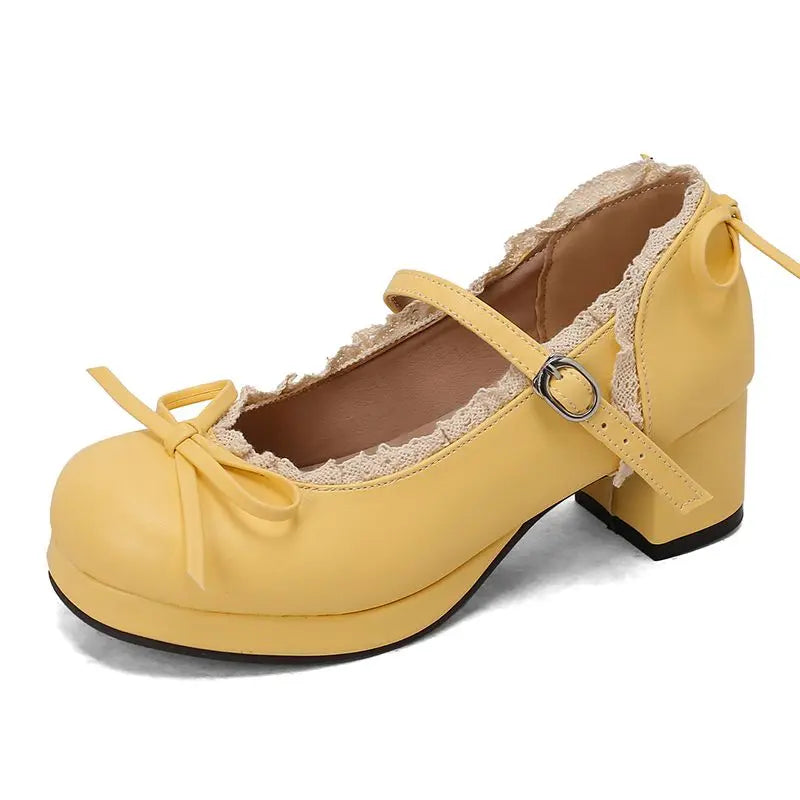 Sweet Pumps Round Toe Bowknot Heels Shoes - 32-50