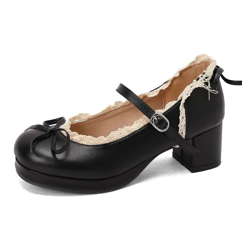 Sweet Pumps Round Toe Bowknot Heels Shoes - 32-50