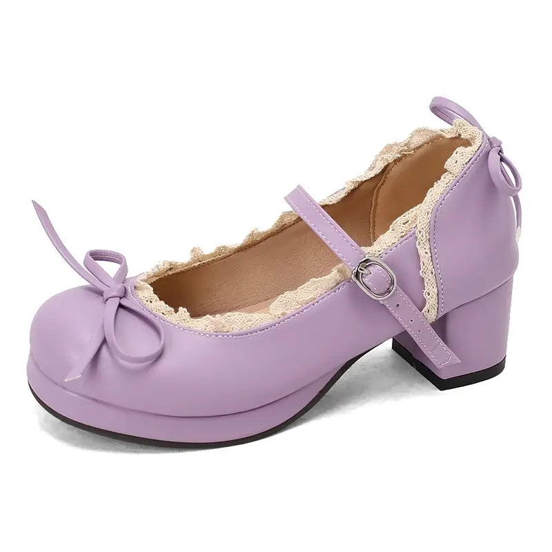 Sweet Pumps Round Toe Bowknot Heels Shoes - 32-50