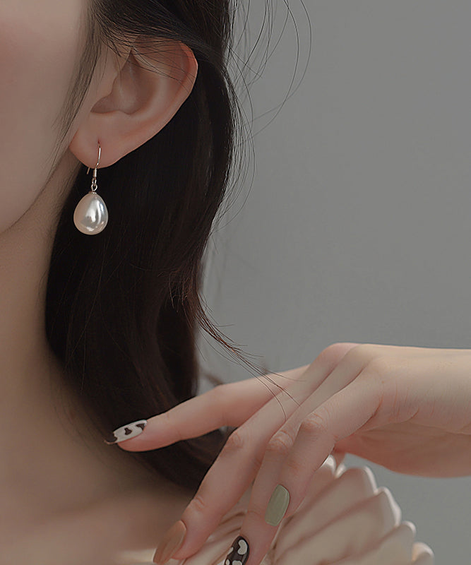 Sterling Earrings Silk Simple Pearl Silver Drop