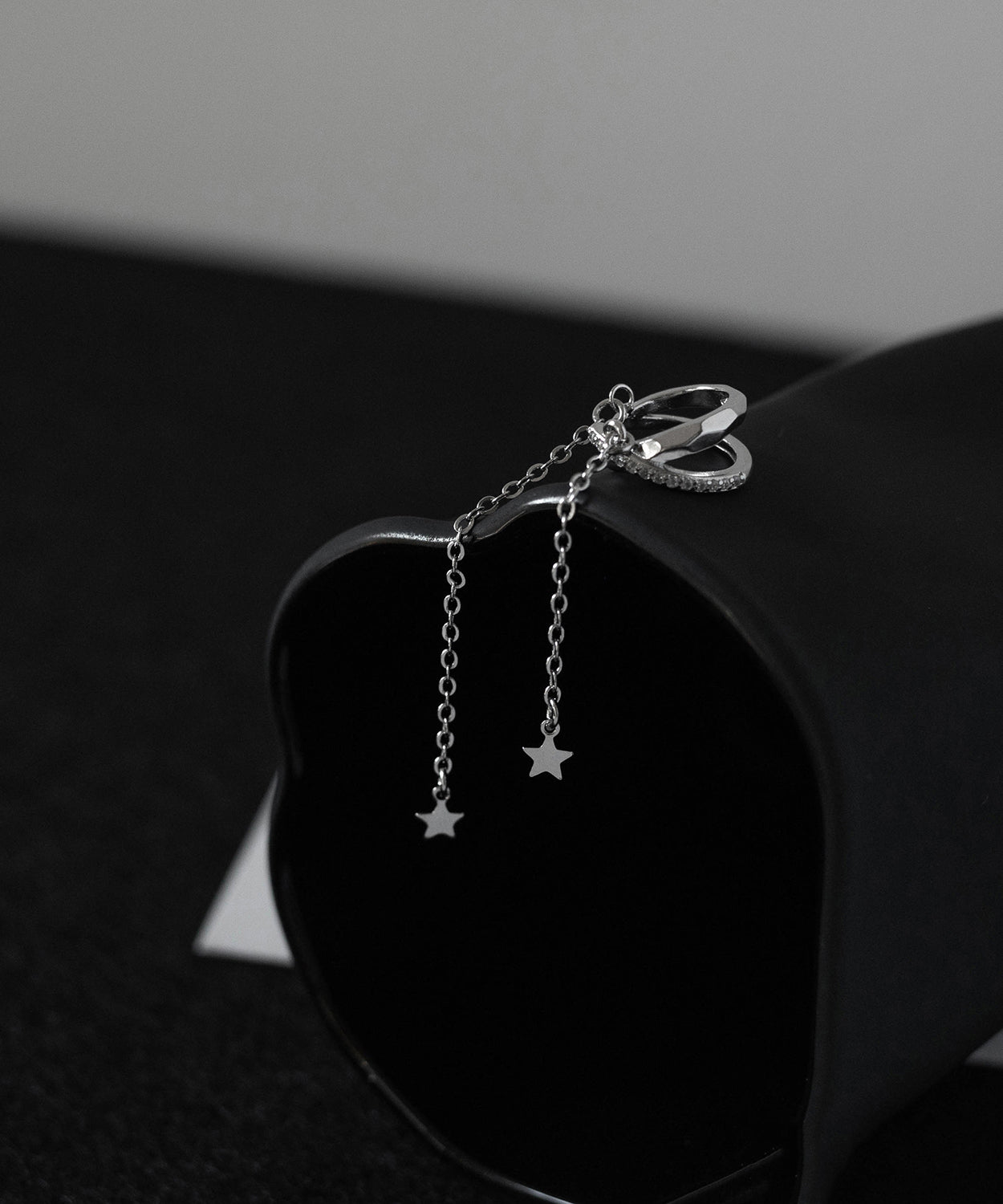 Silk Drop Stylish Zircon Tassel Star Earrings Copper