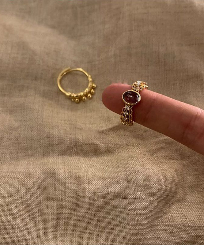 Rings Two-Piece Sterling Vintage Set Silver Open Overgild Gold