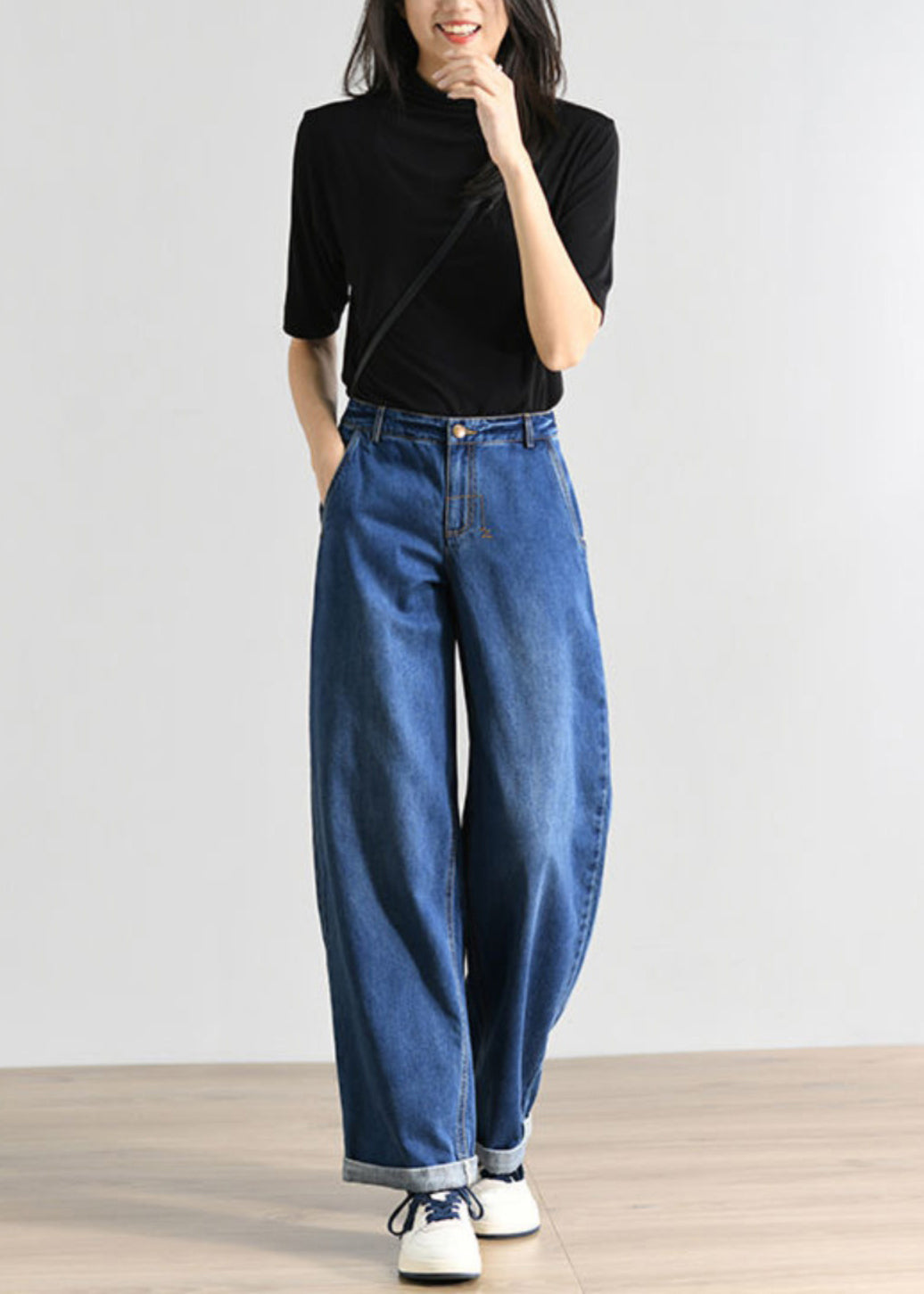 Denim High Blue Waist Sommer Damenhose