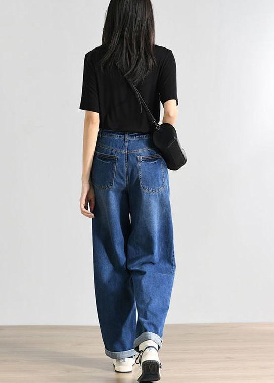 Denim High Blue Waist Sommer Damenhose