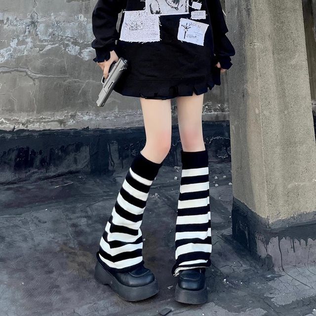 / Warmer Set Striped Leg Tights