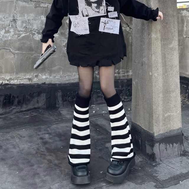/ Warmer Set Striped Leg Tights