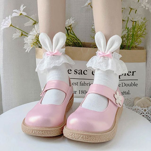 / Rabbit Ear Socks of 2 Bow Accent Set
