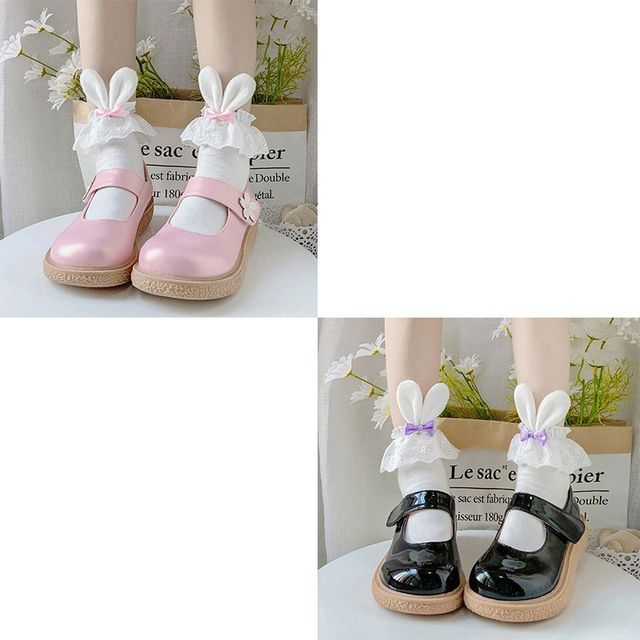 / Rabbit Ear Socks of 2 Bow Accent Set